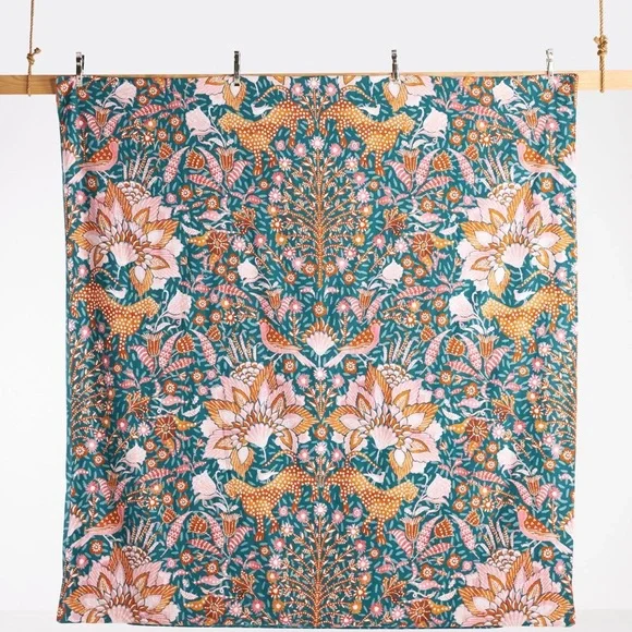Anthropologie Mahina King Teal and Orange Duvet Cover - Picture 3 of 6